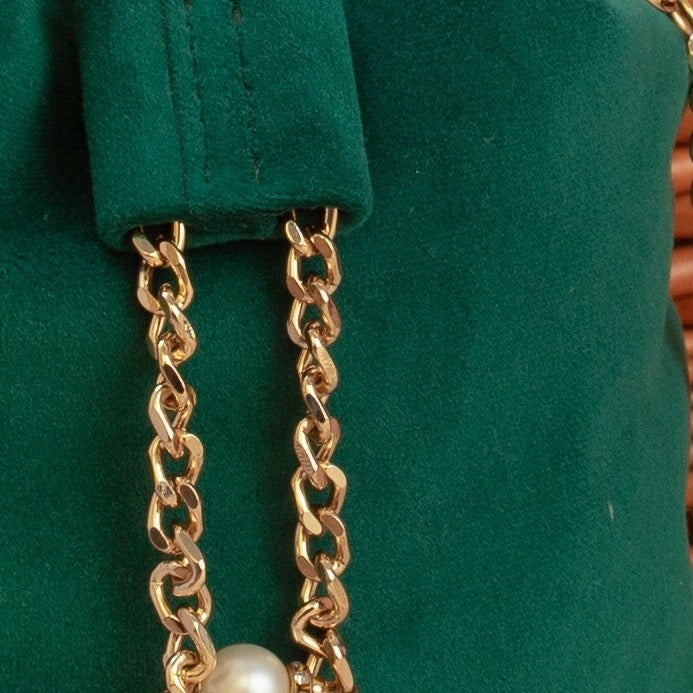Luxe velvet bucket bag/Potli in Emerald